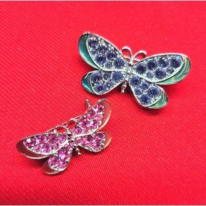 Avon Butterfly Pin Duo with Rhinestone Accents 2001